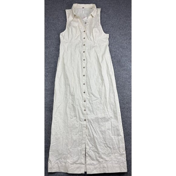 Free People Dresses & Skirts - Free People Shirt Dress Womens XL Nilla Cream Sleeveless Button Front Maxi
